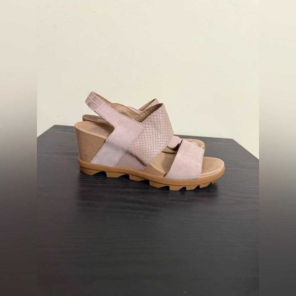 Sorel Joanie Pink Slingback Wedge Leather Sandal Women's Size 9.5